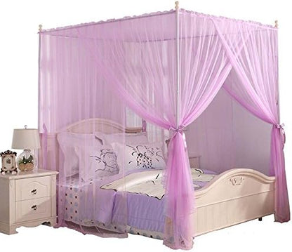  Mengersi Princess 4 Corners Post Bed Canopy Bed Curtains (Queen, Red)