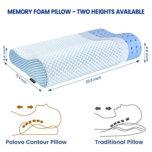  Memory Foam Pillows Neck Pillow Bed Pillow For Sleeping Ergonomic Cervical Contour Pillow For Side Back Stomach Sleeper Pillow For Neck Shoulder Pain