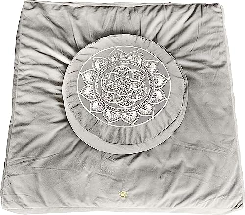  Florensi Meditation Cushion - Comfortable Floor Pillow - Traditional Tibetan Meditation Pillow With Beautiful Velvet Cover - Large Floor Cushion Seating For Adults - Premium Yoga Buckwheat Bolster