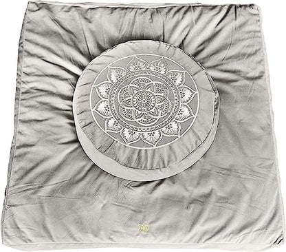  Florensi Meditation Cushion - Comfortable Floor Pillow - Traditional Tibetan Meditation Pillow With Beautiful Velvet Cover - Large Floor Cushion Seating For Adults - Premium Yoga Buckwheat Bolster