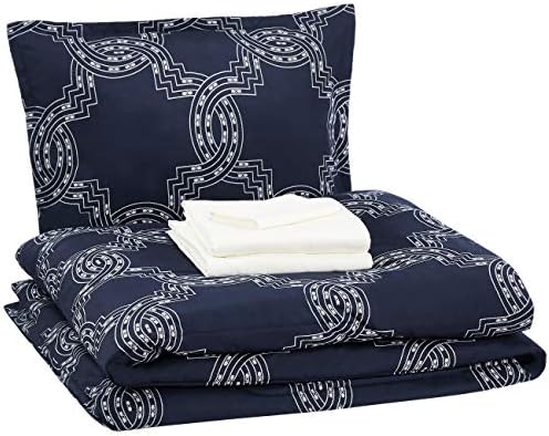  Amazon Basics 8-Piece Ultra-Soft Microfiber Bed-In-A-Bag Comforter Bedding Set - Full/Queen, Grey Chinoiserie
