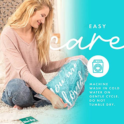  Get Well Gift For Women & Men - Super Soft Hug Blanket With Inspirational Words - Healing Blanket Care Package Comforting Gift For Cancer Patients & Others During Hard Times - 50"x60", Teal