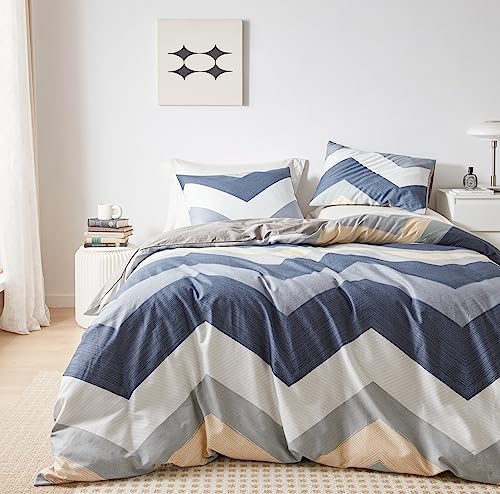  YuHeGuoJi Brown Plaid Duvet Cover Queen 100% Cotton White Gingham Duvet Cover 3 Pcs Set 1 Geometric Checkered Duvet Cover With Zipper Ties 2 Pillowcases Neutral Modern Gingham Grid Bedding Set Soft