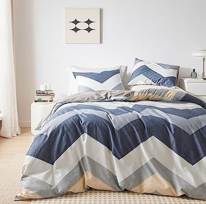 YuHeGuoJi Brown Plaid Duvet Cover Queen 100% Cotton White Gingham Duvet Cover 3 Pcs Set 1 Geometric Checkered Duvet Cover With Zipper Ties 2 Pillowcases Neutral Modern Gingham Grid Bedding Set Soft