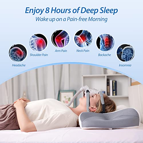  HOMCA CPAP Pillow, Memory Foam CPAP Pillow For Side Sleepers, Sleep Apnea Pillow For All CPAP Masks Users To Reduce Air Leaks & Masks Pressure, Cervical CPAP Pillow For Neck Pain Relief