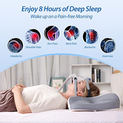  HOMCA CPAP Pillow, Memory Foam CPAP Pillow For Side Sleepers, Sleep Apnea Pillow For All CPAP Masks Users To Reduce Air Leaks & Masks Pressure, Cervical CPAP Pillow For Neck Pain Relief