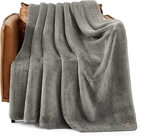 Ugg 11063 Whitecap Plush Flannel Oversized Reversible Fleece Throw Blanket Lightweight Comfortable Cozy Hotel Style Home Decor Soft Luxurious Blanket For Living Or Bed Room, 70 X 50-Inch, Denim