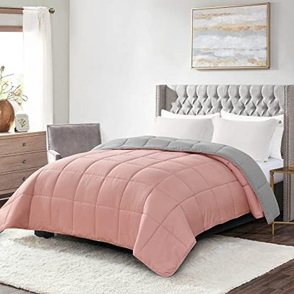  Queen Lightweight Comforter Gray - All Season Down Alternative Bed Comforter Summer Duvet Insert Quilted Reversible Comforters Full/Queen Size Dark Gray/Light Grey
