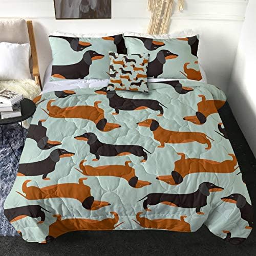 Sleepwish Brown Dog Paw Bone Comforter Set Kids Dog Paw Prints Bedding Set For Kids Children Bedspreads 4Pcs King Size Dog Lovers Gifts For Women Kids Men