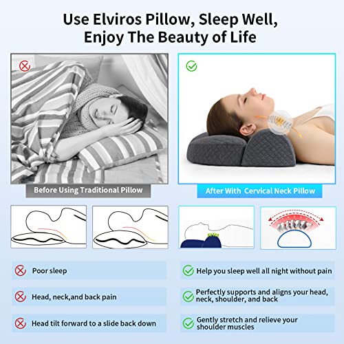  High Density Space Cervical Memory Foam Pillow, Contour Pillows For Neck And Shoulder Pain, Ergonomic Orthopedic Sleeping Neck Contoured Support Pillow For Side Sleepers, Back And Stomach Sleepers