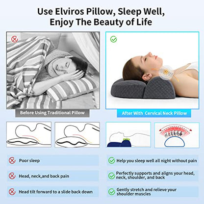  High Density Space Cervical Memory Foam Pillow, Contour Pillows For Neck And Shoulder Pain, Ergonomic Orthopedic Sleeping Neck Contoured Support Pillow For Side Sleepers, Back And Stomach Sleepers