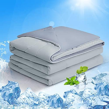  EASELAND Cooling Comforter Queen, Cold Touch Fabric Absorbs Body Heat, Double-Sided Cool Design Soft Fluffy Cooling Blanket For Night Sweats Hot Sleeper(Grey, Queen(90"x90"))