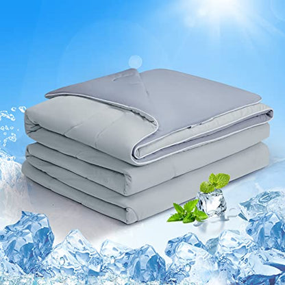 EASELAND Cooling Comforter Queen, Cold Touch Fabric Absorbs Body Heat, Double-Sided Cool Design Soft Fluffy Cooling Blanket For Night Sweats Hot Sleeper(Grey, Queen(90"x90"))