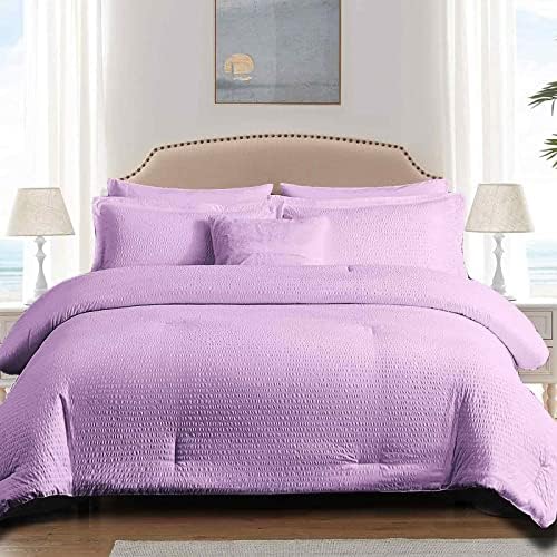  Nanko Seersucker King Comforter Set Black 3 PC All Season Reversible Down Alternative Quilted Duvet Insert, Microfiber Filling, Luxury Hotel Quality Bedding Sets In A Bag, Size 90 X 104 Inch