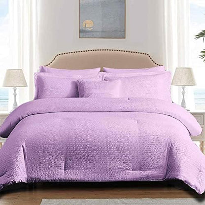  Nanko Seersucker King Comforter Set Black 3 PC All Season Reversible Down Alternative Quilted Duvet Insert, Microfiber Filling, Luxury Hotel Quality Bedding Sets In A Bag, Size 90 X 104 Inch