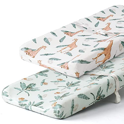  Stretchy Changing Pad Covers BROLEX Carddle Sheet Set For Baby Boys Girls,2 Pack Jersey Knit,Owl & Bear