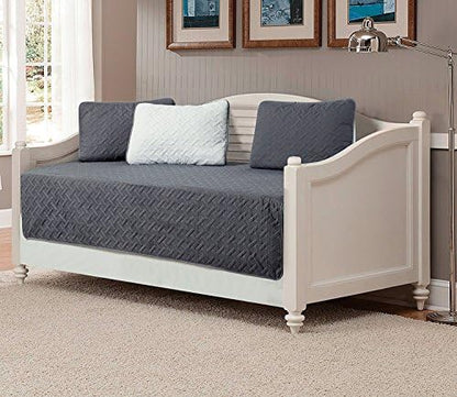  Linen Plus 5pc Daybed Cover Solid Embossed Bedspread New (Charcoal/Silver)