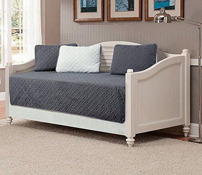  Linen Plus 5pc Daybed Cover Solid Embossed Bedspread New (Charcoal/Silver)