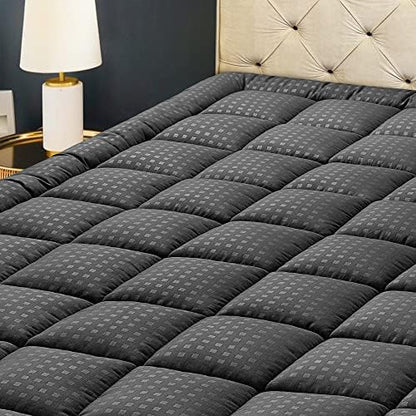  Queen Mattress Pad Quilted Fitted Mattress Protector Cooling Pillow Top Mattress Cover Breathable Fluffy Soft Mattress Topper With 8-21" Deep Pocket