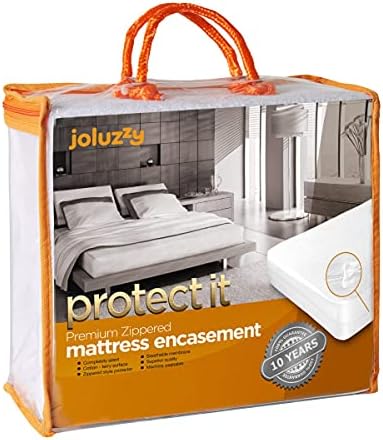  Joluzzy Zippered Mattress Protector - Waterproof Six-Sided Mattress Encasement - Cotton Terry, Breathable, Noiseless, Vinyl-Free, Full-XL Size