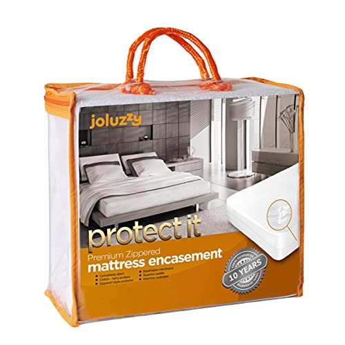  Joluzzy Zippered Mattress Protector - Waterproof Six-Sided Mattress Encasement - Cotton Terry, Breathable, Noiseless, Vinyl-Free, Full-XL Size