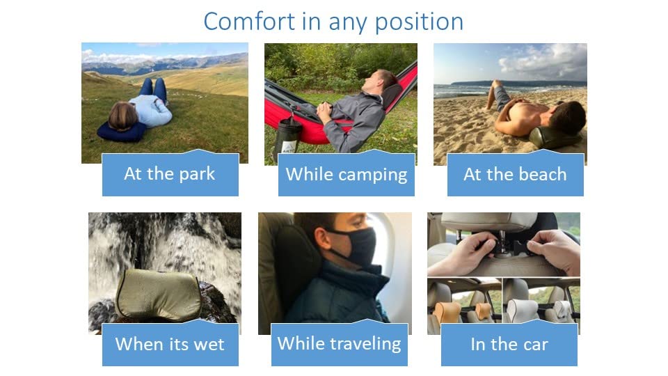  ARTO Pillow- Ergonomic Design, Memory Foam Travel Pillow. Neck Support For All Sleeping Positions. Water Resistant Cover (blue). Compact. Perfect For Camping, Picnics, And The Car