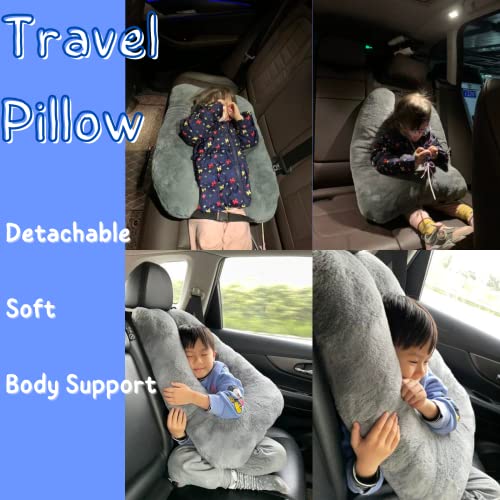  Travel Pillow For Car & Airplane Sleeping Reading Pillows For Long-Distance Travel, Washable Soft Kids Adults Neck Pillow For Traveling In Car Seat Removable Comfort Unique U Shaped Pillow (Gray)