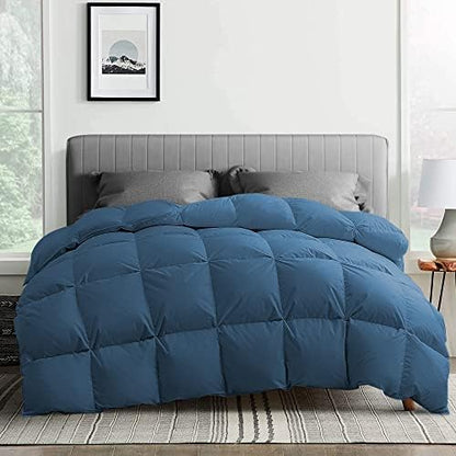  Puredown® Goose Feather Down Comforter Twin Size, All Season Medium Warmth Duvet Insert, Luxury Hotel Collection Bedding Comforters, Ultra Soft 100% Cotton Cover Shell(68x90,Dark Grey)