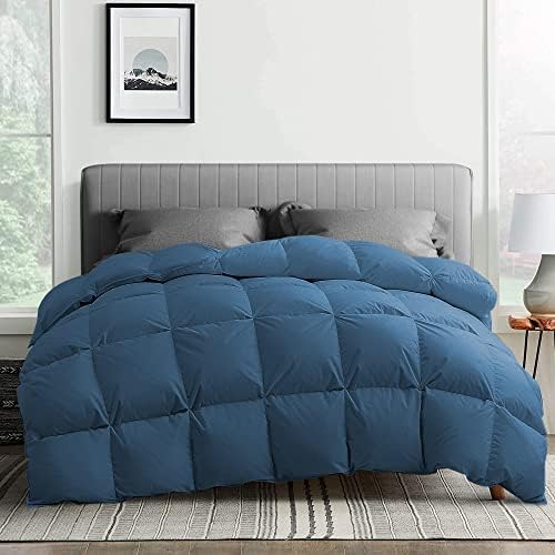  Puredown® Goose Feather Down Comforter Twin Size, All Season Medium Warmth Duvet Insert, Luxury Hotel Collection Bedding Comforters, Ultra Soft 100% Cotton Cover Shell(68x90,Dark Grey)