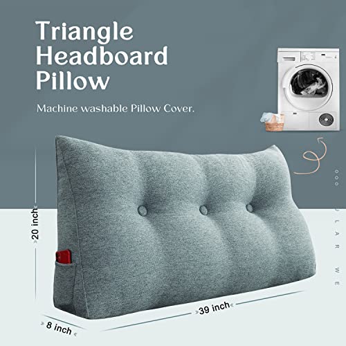  VERCART Triangular Headboard Wedge Pillow Daybed Pillows Bed Headboard Pillow Wedge Bed Rest Reading Pillow Gap Filler Triangle Back Cushion Lumbar Positioning Upholstered Linen Blend Grey Twin