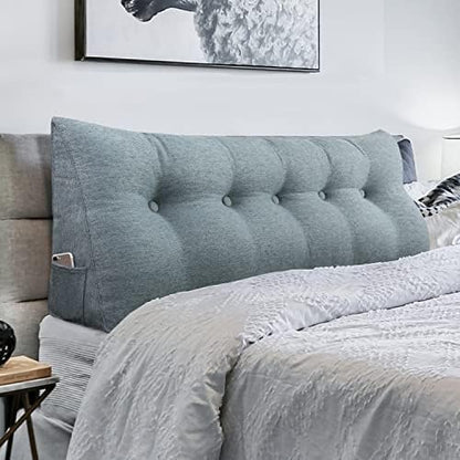  VERCART Triangular Headboard Wedge Pillow Daybed Pillows Bed Headboard Pillow Wedge Bed Rest Reading Pillow Gap Filler Triangle Back Cushion Lumbar Positioning Upholstered Linen Blend Grey Twin