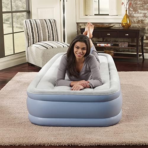  Hi-Loft Inflatable Mattress: Raised-Profile Air Bed With External Pump, Full Blue