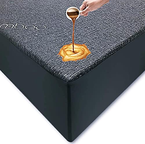  PURSHCLE Bamboo Waterproof Mattress Protector 3D Air Fabric Ultra Soft Breathable Mattress Pad Cover Comfort & Protection Phthalate & Vinyl-Free Noiseless. (RV Short Queen (60"X75"), Dark Gray)