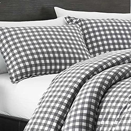  Eddie Bauer - Queen Duvet Cover Set, Reversible Flannel Bedding With Matching Shams, Home Decor For Colder Months (Preston Grey, Queen)