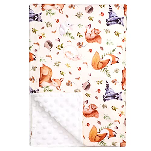  Minky Baby Blanket, Super Soft Toddler Blanket For Girls Boys, Plush Dotted Backing, Double Layer Newborn Receiving Blanket For Nursery Bed Toddler Crib, Pink Watercolor Flower, 30 X 40 Inches