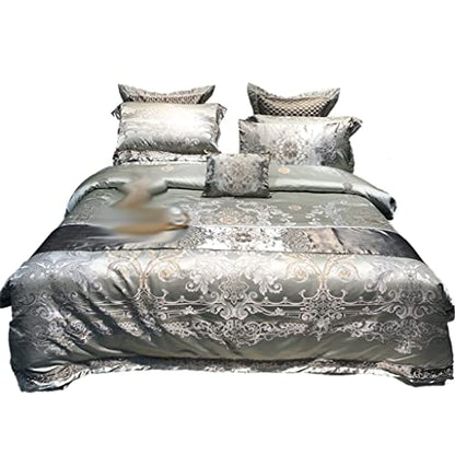  WALNUT Jacquard Four-Piece Bed Sheet Bedding Green (Color : D, Size : 220 * 240cm)