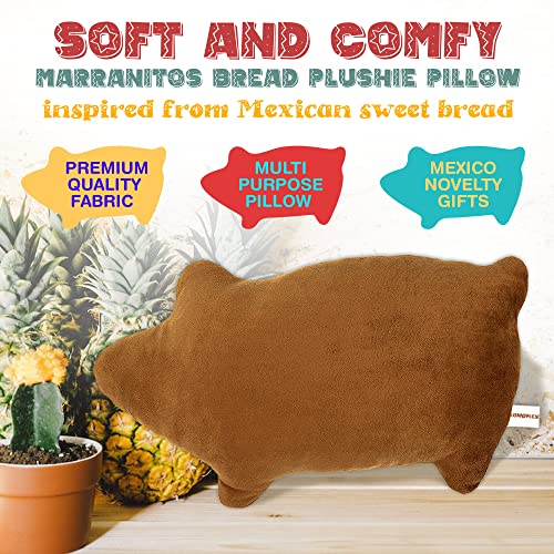  SOMOMEX Marranitos Pillow - Mexican Bread Pillow - Pan Dulce Pillow - Puerquito Almohada For Desk Office Travel - Face Pillow - Plush Squishy Pillow - Novelty Pillow - Mexican Gift - Mexican Decor