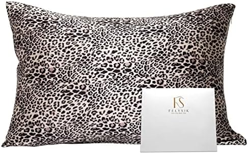  FELYSIK Blue Gray Paisley Silk Pillowcase For Hair And Skin - Queen 20"x30", 22 Momme 100% Mulberry Silk Floral Print Pillow Cases With Zipper