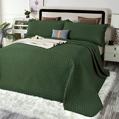  OFIXI Oversized King Plus 128"x120" Quilt Set 3 Pieces Extra Large King Size Bedspreads Lightweight Summer Comforter Reversible Coverlet Bed Cover For All Season, Sage Green