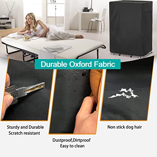  Folding Bed Storage Cover,Universal Waterproof Rollaway Bed Cover 39" L X 15" W X 44.8" H,Fits Twin Size 38-Inch Beds,600D Oxford Dustproof Protective Rollaway Bed Protector,Black.