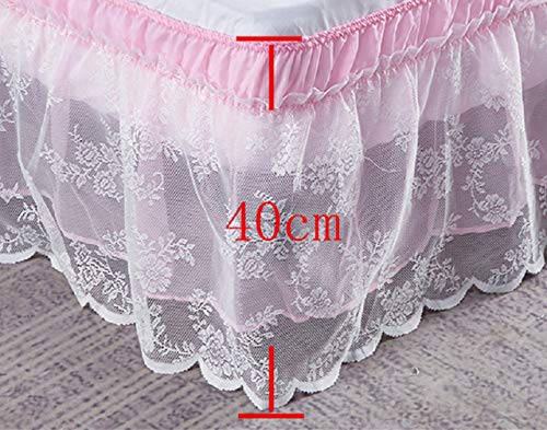 Wrap-Around Lace Bed Skirt Ruffled Bedskirt Dust Cover Ruffle Bed Sheet Case