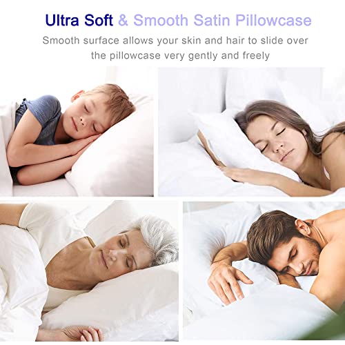  Satin Bed Pillowcase, Both Side Silky Soft Standard Size Satin Pillowcases For Hair And Skin, Bed Pillow Covers With Hidden Zipper, Pillow Protector, Pack Of 1 Piece (Standard, Deep Gray)
