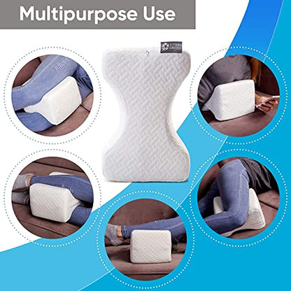  5 STARS UNITED Knee Pillow For Side Sleepers And Half Moon Bolster Semi-Roll Pillow And Donut Pillow Hemorrhoid Tailbone Cushion, Bundle