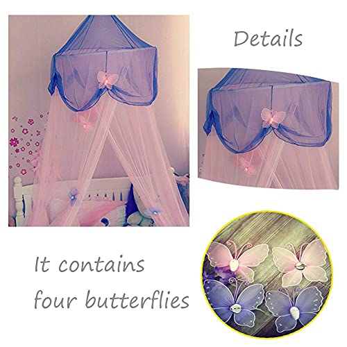  Mosquito Net Bed Canopy Curtains Princess Butterfly Reading Canopies For Girls Kids Single Twin Full Queen Size Beds, Pink And Purple