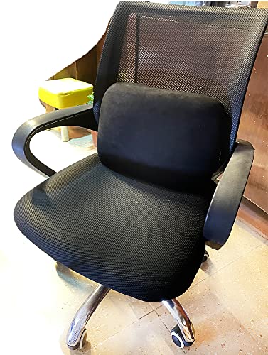  Carwales Emulsion Lumbar Support Pillow For Car Driving Seat Relax Soft Lower Back Support Home Office Chair Cushion Desk Accessories Pain Relief Black