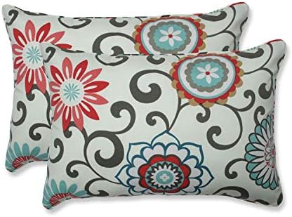  Pillow Perfect Floral Outdoor Throw Accent Pillow, Plush Fill, Weather, And Fade Resistant, Medium Square - 16.5" X 16.5", Black/Yellow Crosby, 2 Count
