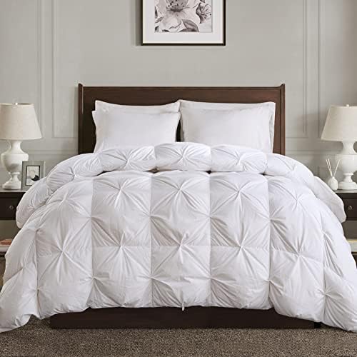 APSMILE All Season Goose Feather Down Comforter King Size - Ultra-Soft 750 Fill-Power Hotel Collection Duvet Insert Fluffy Medium Warm Quilt Comforter With Corner Tabs(106x90, White)