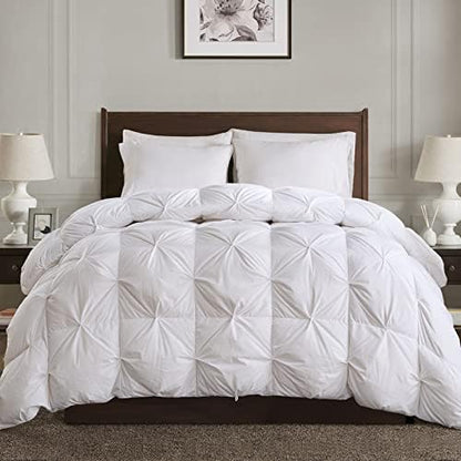  APSMILE All Season Goose Feather Down Comforter King Size - Ultra-Soft 750 Fill-Power Hotel Collection Duvet Insert Fluffy Medium Warm Quilt Comforter With Corner Tabs(106x90, White)