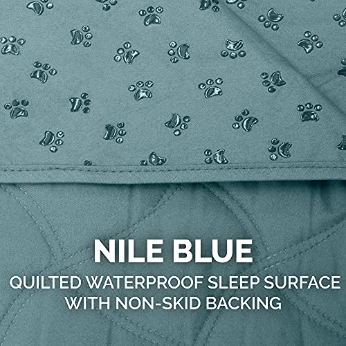  Furhaven Small/Twin Size Waterproof & Non Slip Quilted Twill Mattress Furniture Protector Cover, Washable - Nile Blue, Small/Twin Size