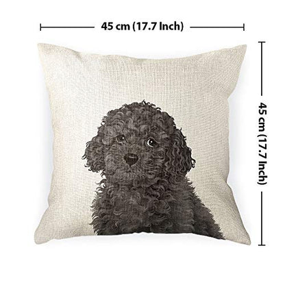  WIRESTER Sofa Pillow Case, Decorative Throw Pillow Cushion Cover For Home Office 18 X 18 Inch, Cute Grey Toy Poodle